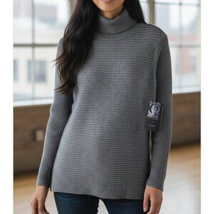NEW NWT Devotion Cyrus Charcoal Chunky Ribbed Knit Turtleneck Tunic Sweater XXS